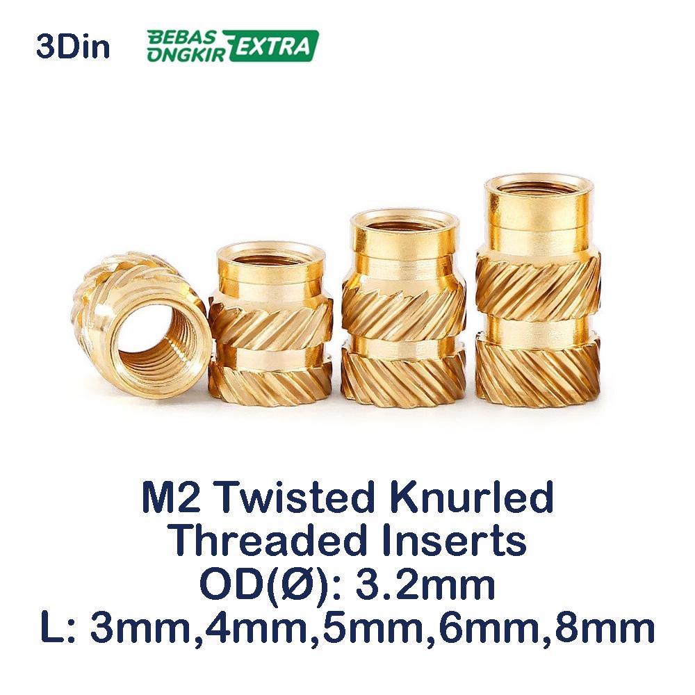 M2 Twisted Knurled Threaded Inserts Spiral Insert M2 3mm 4mm 5mm 6mm 8mm