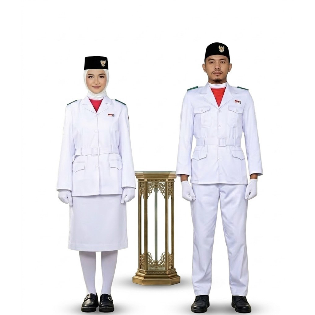 Seragam PASKIBRA PASKIBRAKA Cowok-Wanita Set Lengkap Seragam PDU Paskibra Bahan Drill Premium Terbar