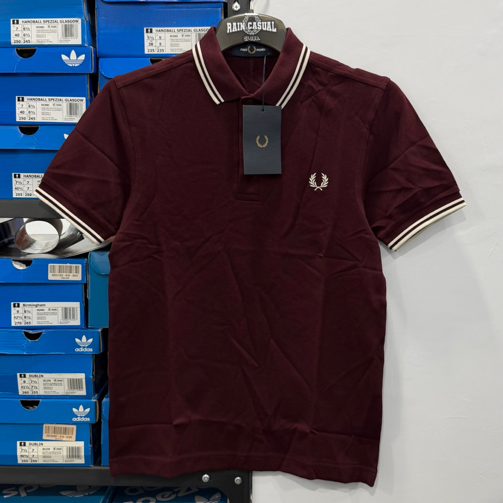 Fred Perry Twin Tipped Polo Shirt Oxblood/White