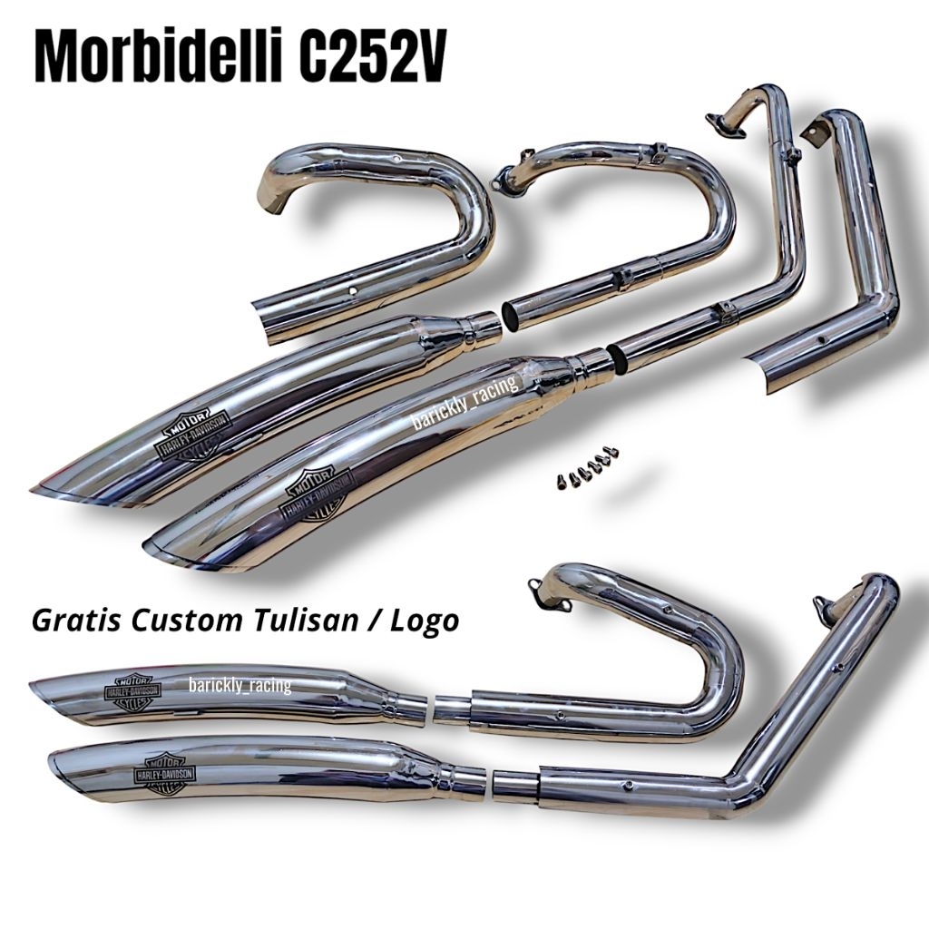 Knalpot Morbidelli C252V 252 Custom Kanan Atas-bawah Original Barickly Racing Exhaust Stainless Full