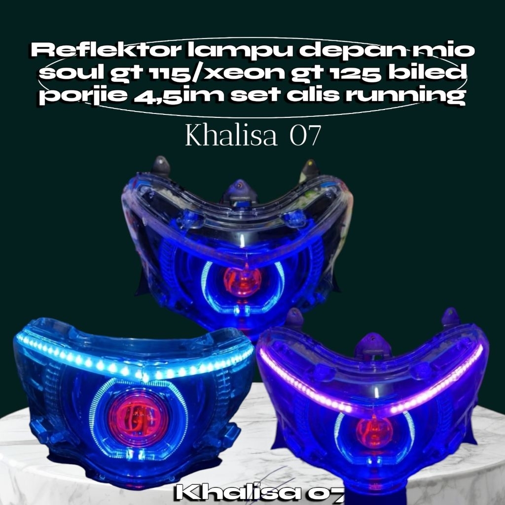 reflektor lampu depan mio soul gt 115/xeon gt 125 set biled 4,5in + alis running