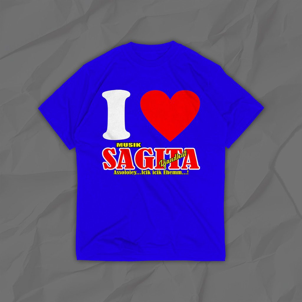 kaos pria wanita i love sagita mania cotton combed 24s
