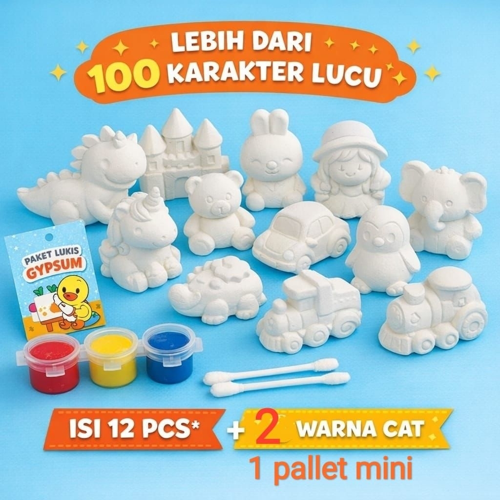 Gypsum Painting Kit Anak Paket 12 Patung | Mainan Kreatif Edukasi DIY | Anak PAUD TK