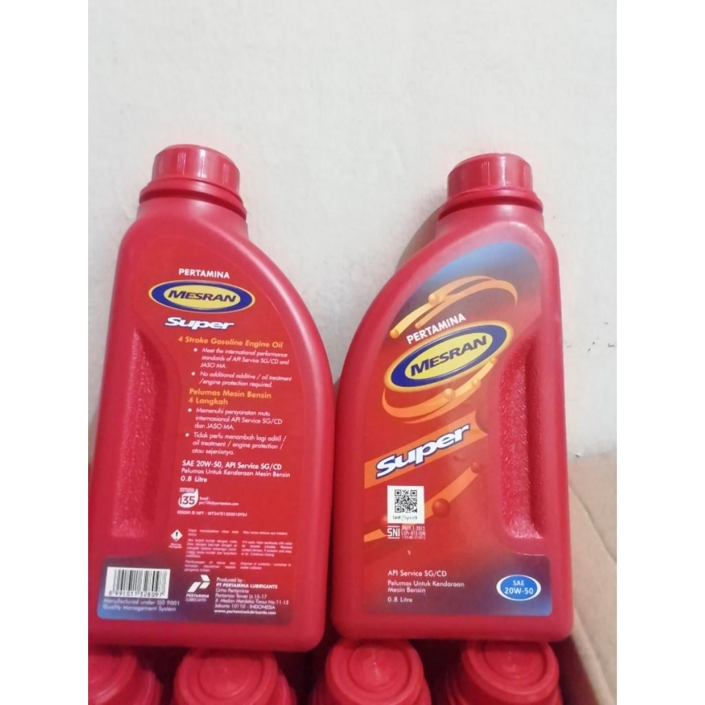 Oli pertamina mesran super 800 ml SAE 20w50 (1dus isi 24 botol)