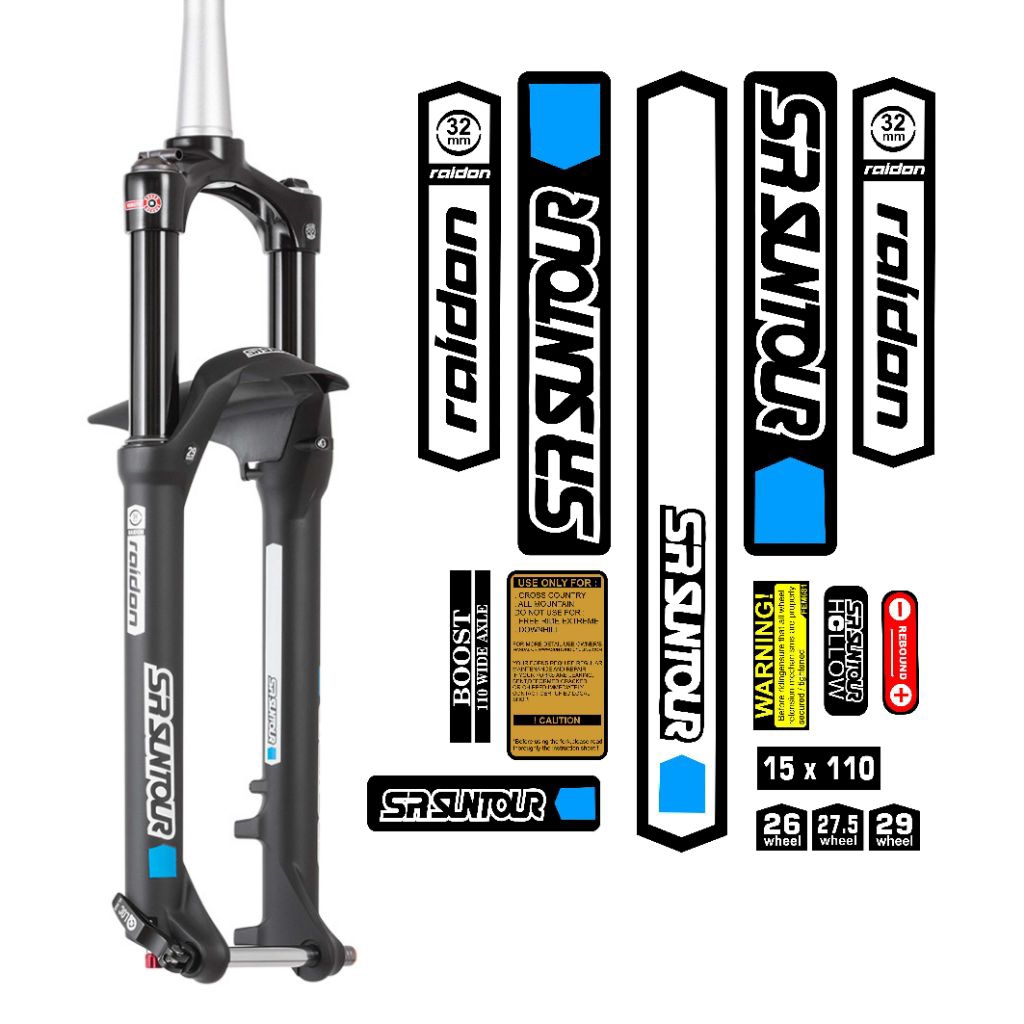 sticker decal fork sepeda gunung MTB suntour raidon 32 boost