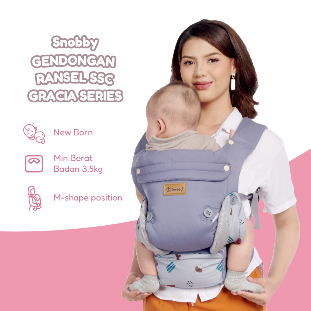 Gendongan Bayi SSC Gracia Series 3in1 Newborn M-Shape 0-15kg Gendongan Depan Ergonomis