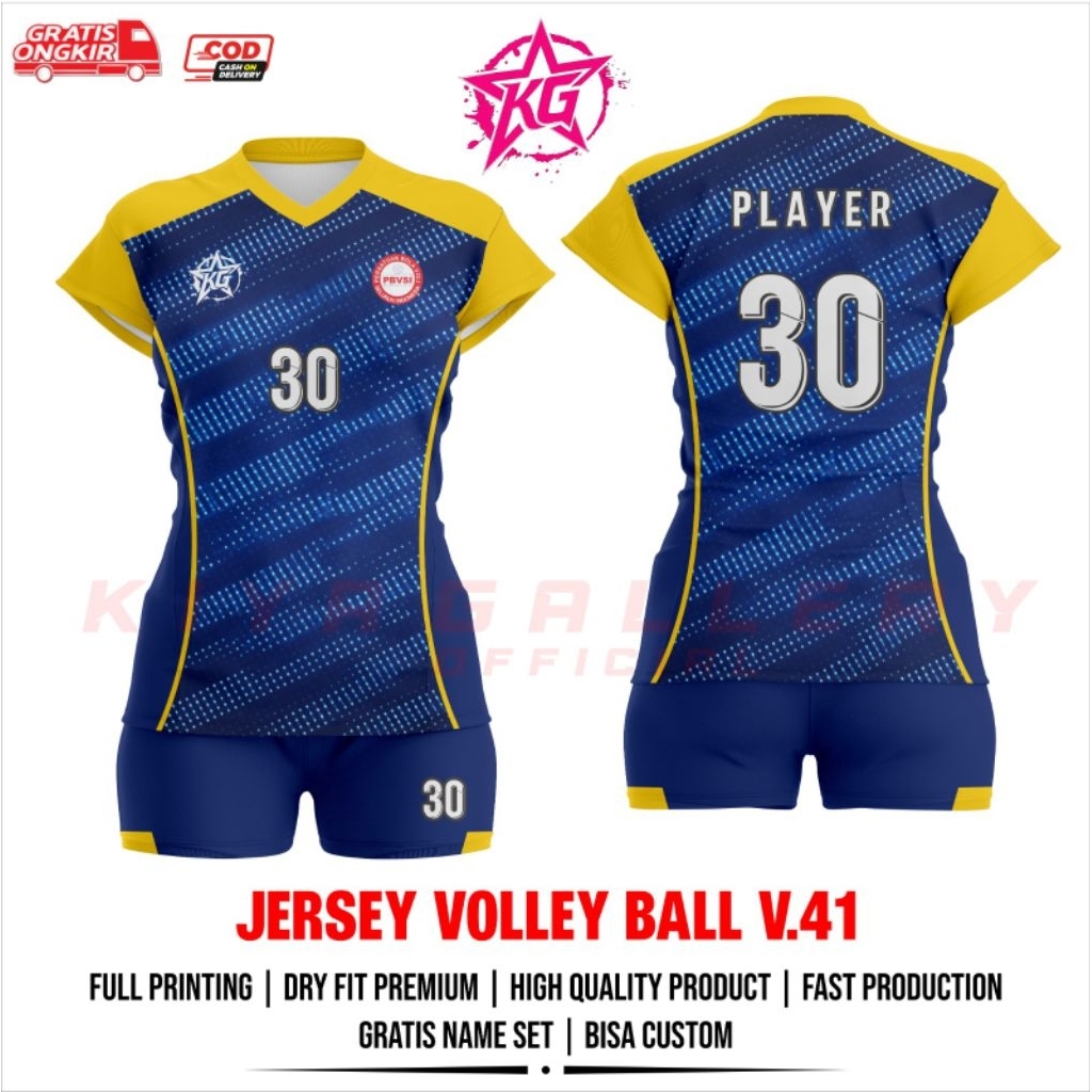 JERSEY BAJU VOLI WANITA V.41 FULL PRINTING GRATIS NAMA DAN NOMOR