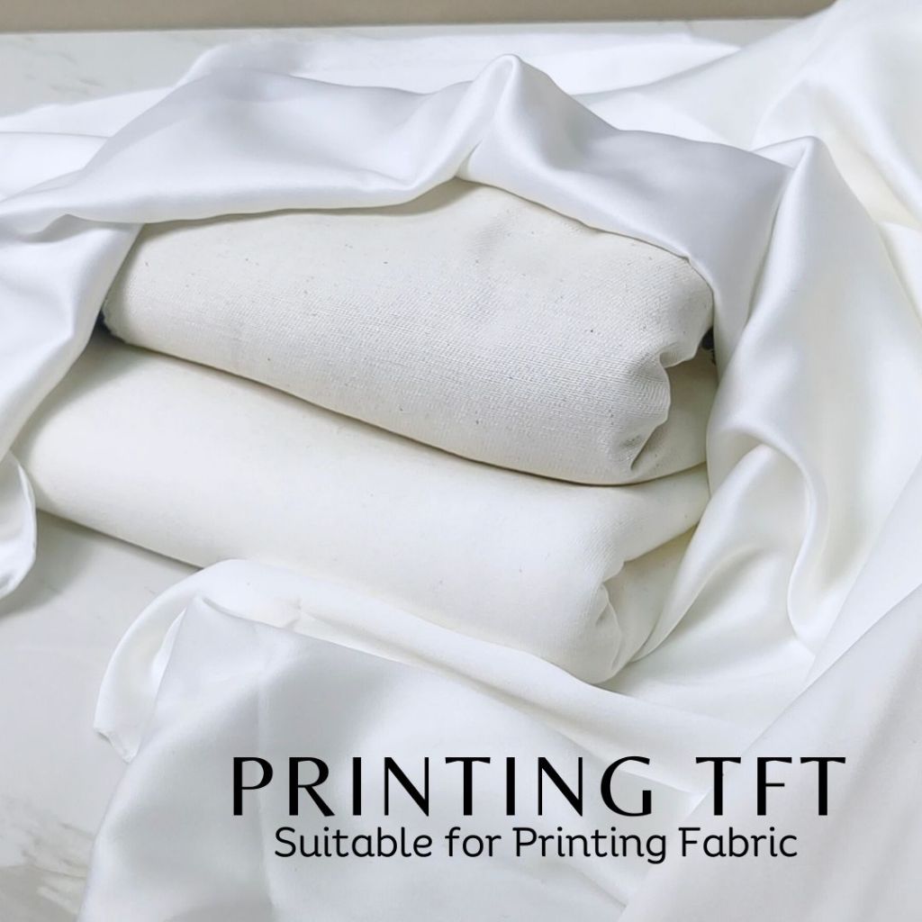 1 Yard Bahan Kain Printing TFT - Bahan Woven, Denim & Knitting Putih | Soft dan Tidak Menerawang