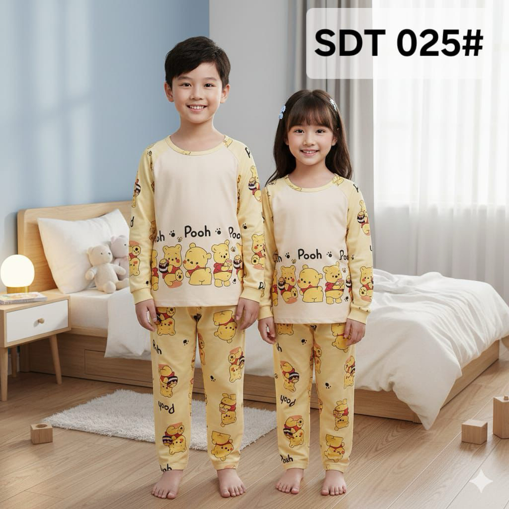 Baju Anak Import Karakter winny The Pooh  /kaos anak -baju tidur anak- setelan anak