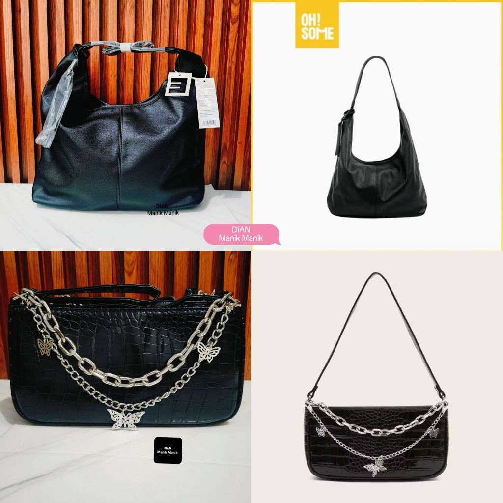 OHSOME  x  NOMIE NOMIE TOTE BAG Egradable / tas bahu/tas selempang/Tas Wanita HITAM