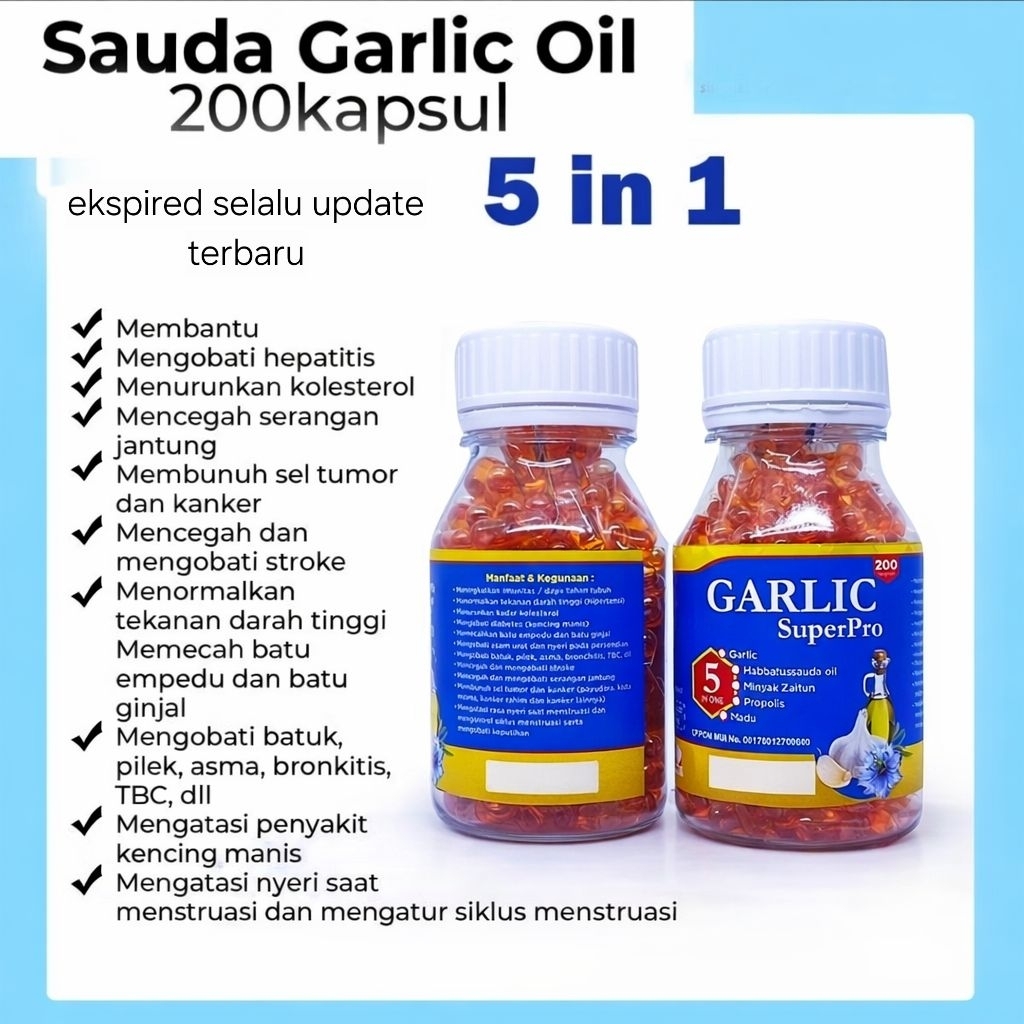 Habasa garlic 5 in 1 - Minyak Habbatusauda 5 in 1 GarlicPro Plus Propolis 200 Kapsul