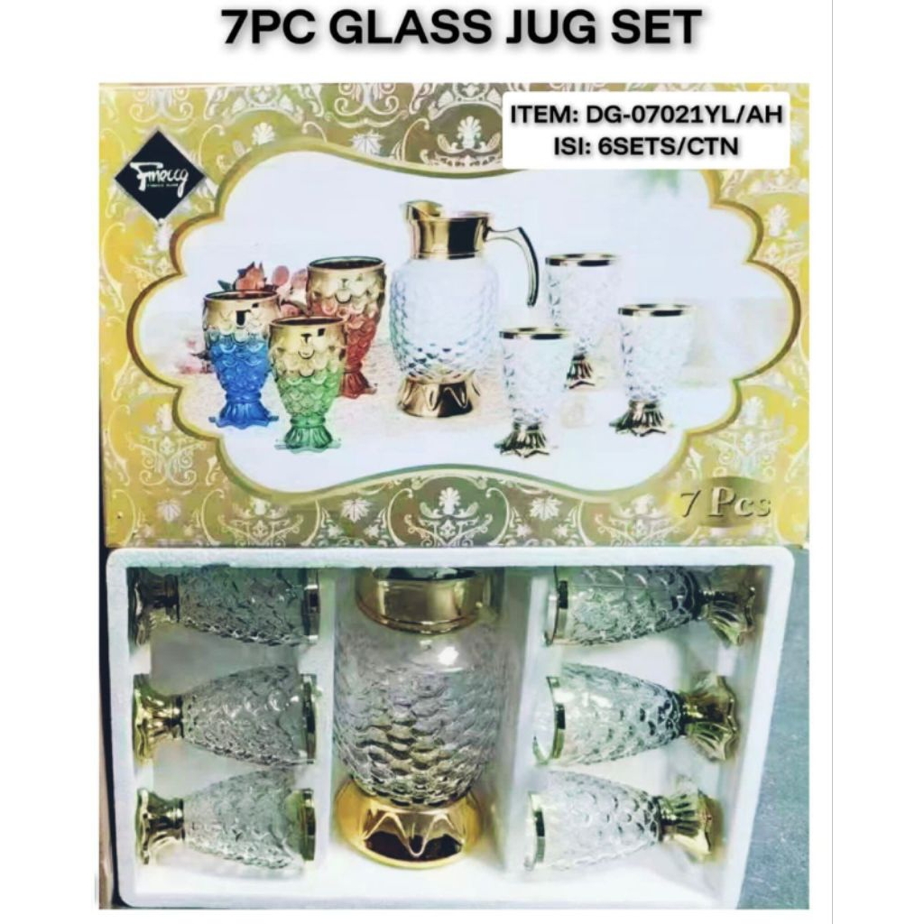 ESKAN SHINIL SET 7PCS / TEKO SHINIL ASKAN + 6GELAS CANGKIR SULTAN / CANGKIR KACA SET TEKO SUPER TEBA