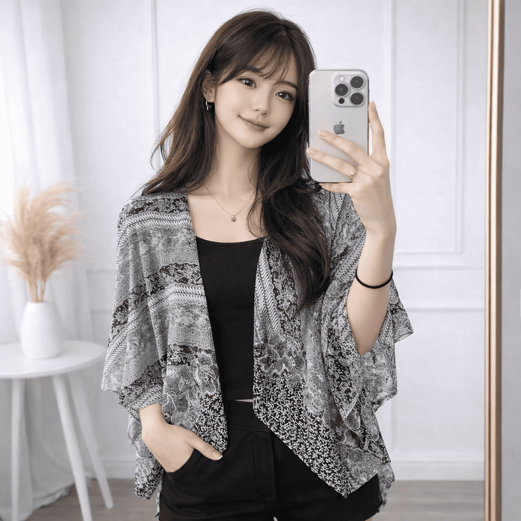 Cardigan Batik Kimono Wanita Kebaya Kondangan Outfit Bridesmaid Simple Modern