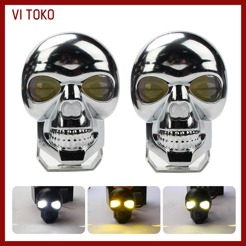 Lampu Depan Motor Tengkorak Plastik Berwarna-warni Lampu Amber-Putih dengan Warna-warni 18W Motorcyc