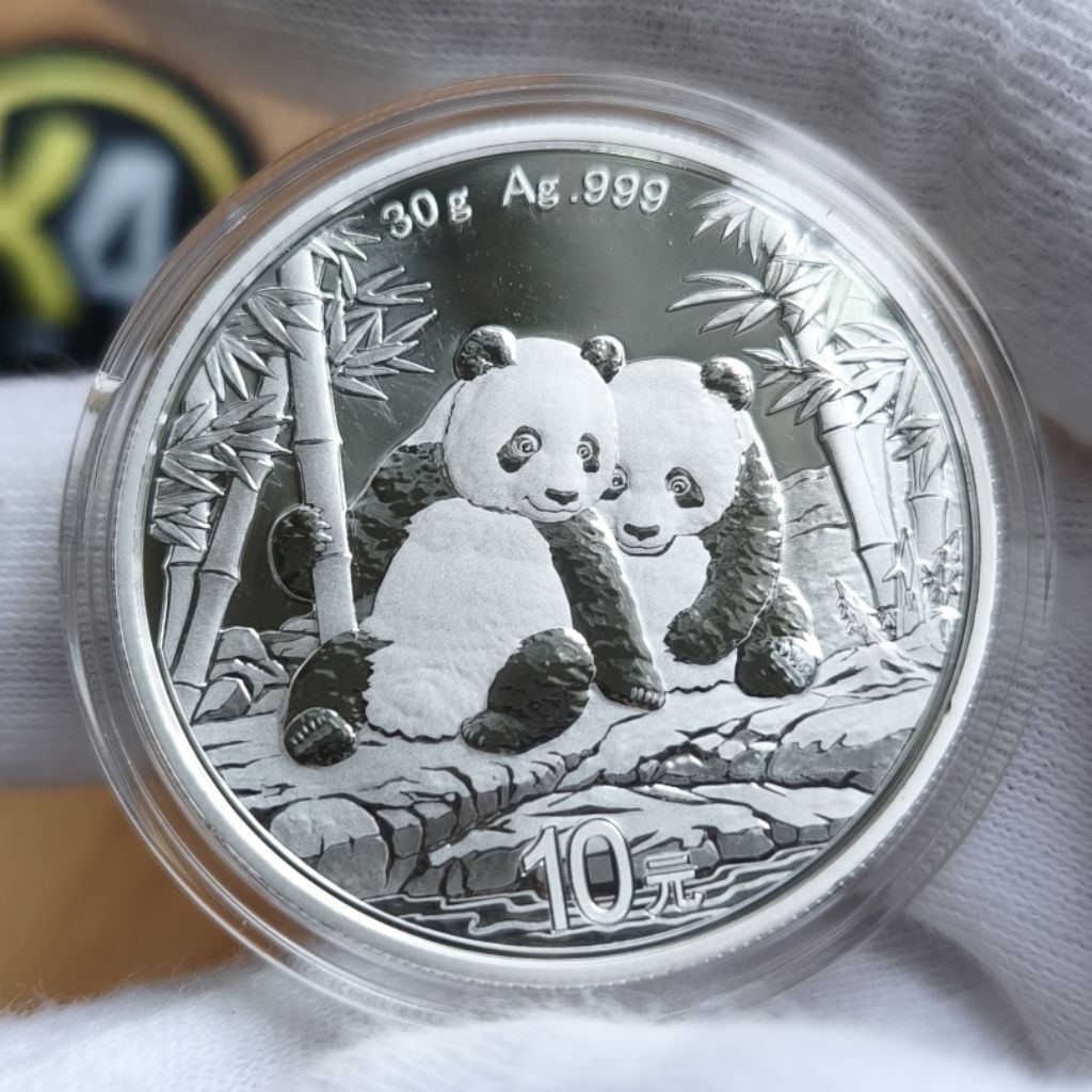 Koin Perak Panda Chinese , Fine Silver 999. Perak Murni asli.