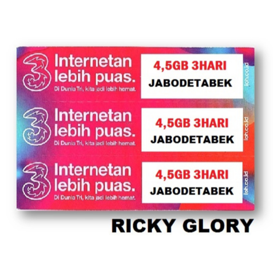 VOUCHER TRI HAPPY 4,5GB 3HARI JABODETABEK