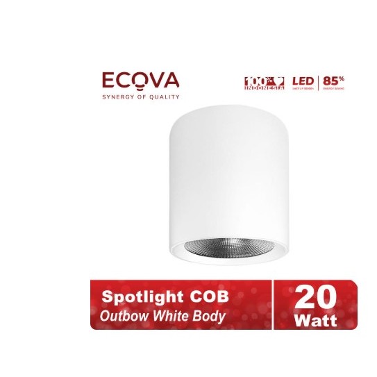 ECOVA - Lampu Spotlight COB LED Outbow Putih 20W