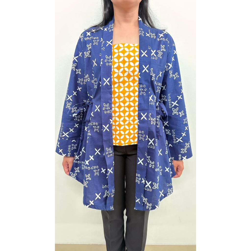 Blouse Atasan Kebaya Kutubaru Modern Batik Cap Katun Jumbo