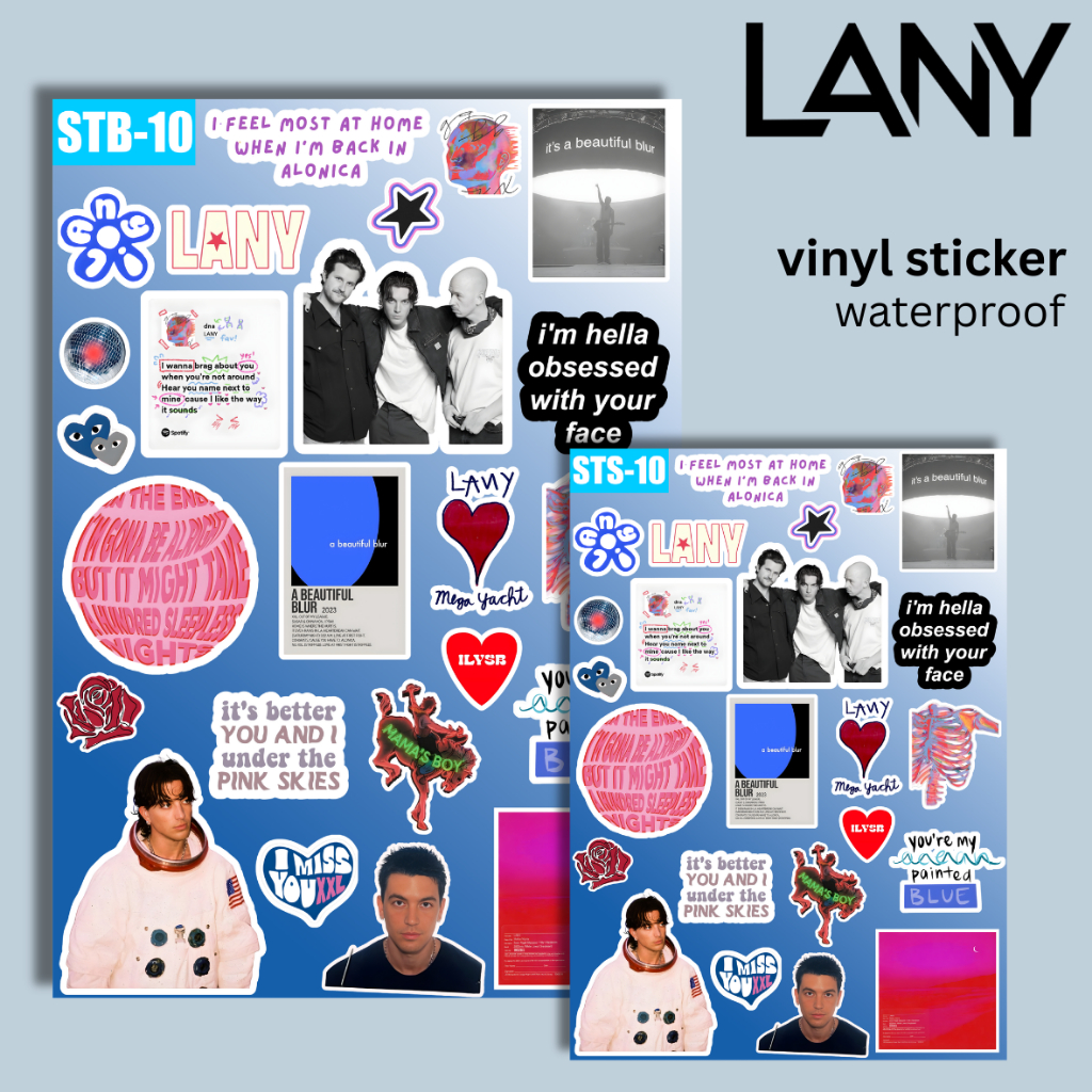 LANY Music Sticker Vinyl Pack Waterproof – Stiker Band LANY Aesthetic Sticker Laptop Tumbler Noteboo