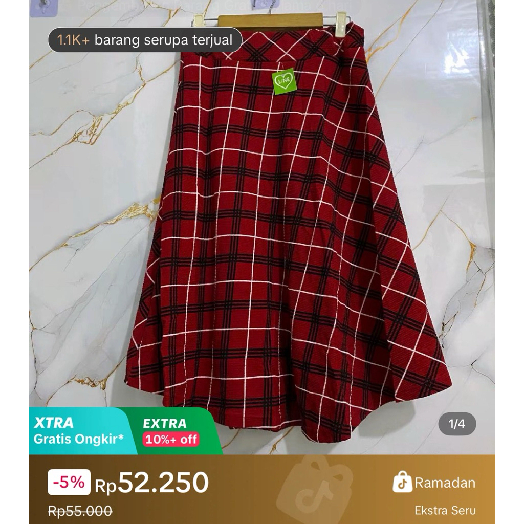 rok kotak merah hitam