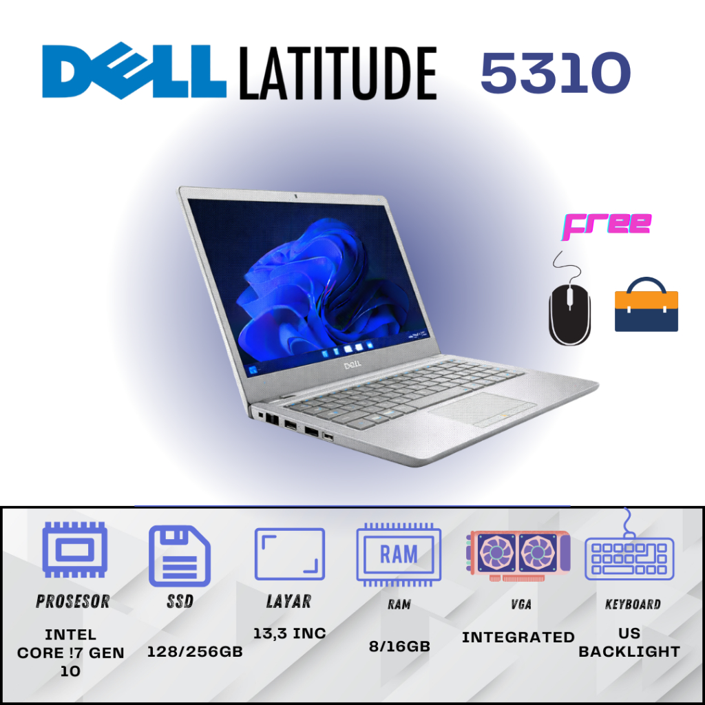 Laptop Dell Latitude 5310 i7 Gen 10 Laptop Pelajar
