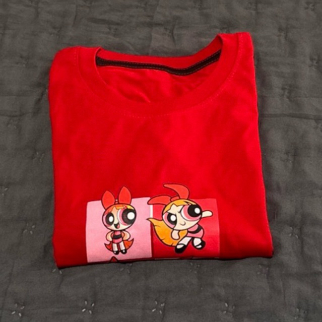 Preloved Kaos Crop Top Merah Powerpuff Girls