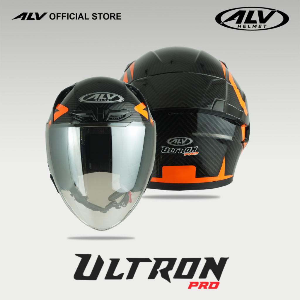 ALV Ultron Pro Carbonite Orange - Helm Half Face