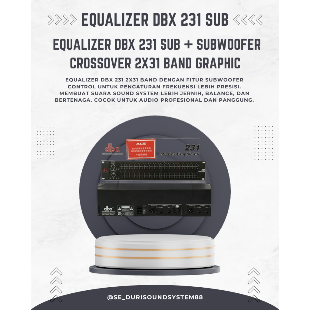 Equalizer DBX 231 Sub + Subwoofer Crossover 2x31 Band Graphic Equalizer Audio Sound System