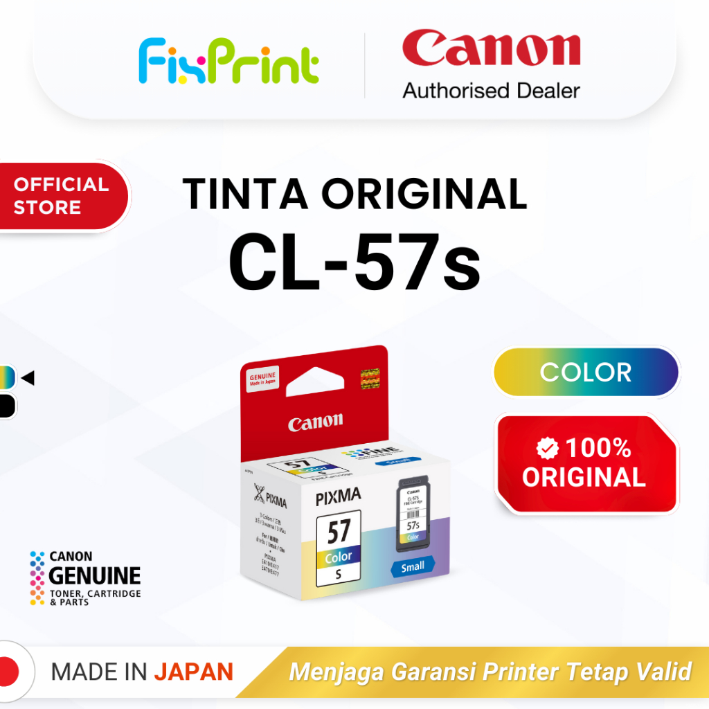 FixPrint 100% ORIGINAL Tinta Canon CL 57 Small Color - Tinta Canon E410 E470 E3470 E4570 - Tinta Asl