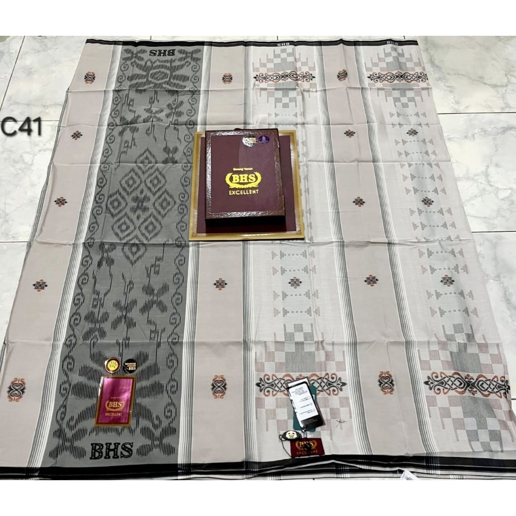 SARUNG BHS EXCELLENT SONGKET SMB,SKT,SGB GOLD ORI WARNA PUTIH