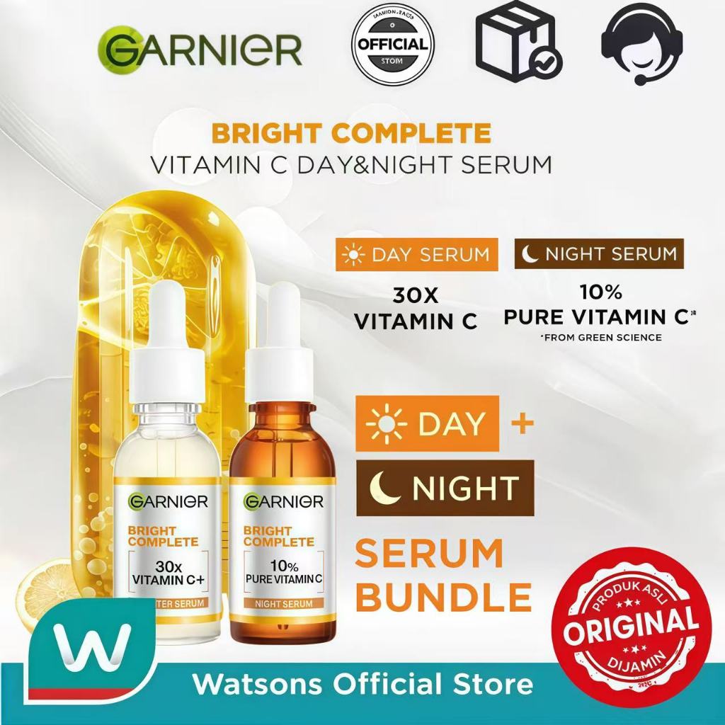 [Paket Skincare] Garnier Bright Complete Vitamin C Day & Night Serum Kit – Paket Serum Pagi & Malam 