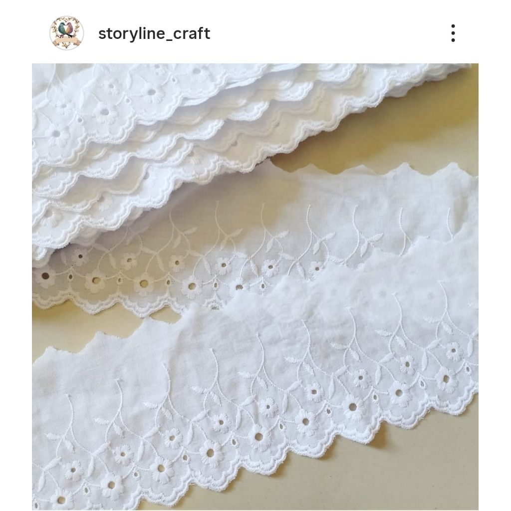 1 roll - Renda Katun Lembayung Senja / Renda Katun bunga 8cm