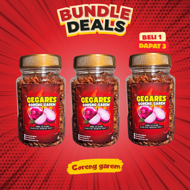 PROMO BUY 1 GET 3 BAWANG GORENG GAREM PEDAS ASIN GURIH 320 ML 95 GRAM ASLI BREBES BUKAN SUMENEP MAKA