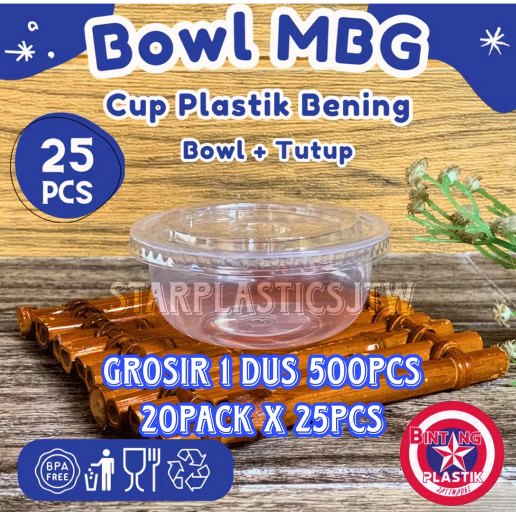 [GROSIR 1 DUS] TIP TOP Bowl 200ml mangkok Bulat MBG + Tutup Mangkok Plastik Bening Kuah Bakso & Maka