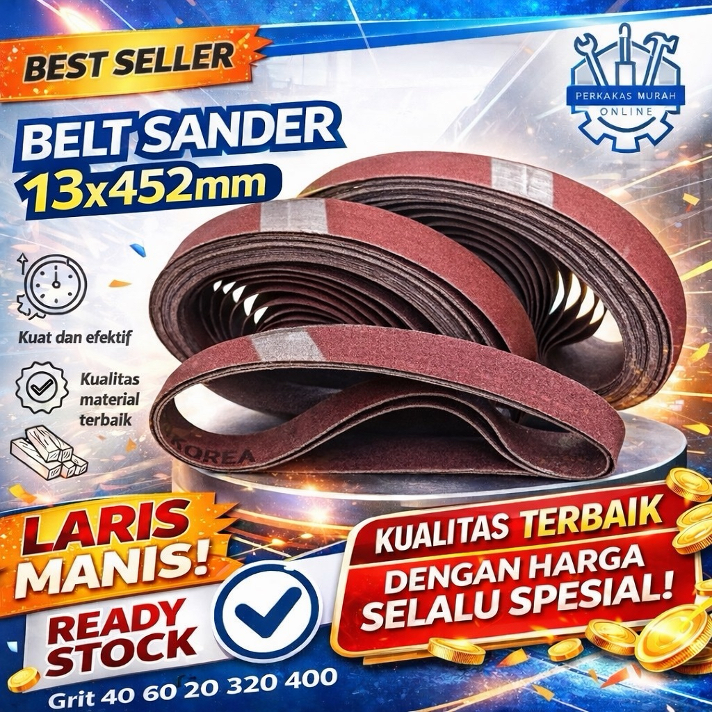 Amplas sabuk amplas Belt Sander 13 mm x 452 mm mini belt sander Sanding Belt Mesin Gerinda Kayu Meta