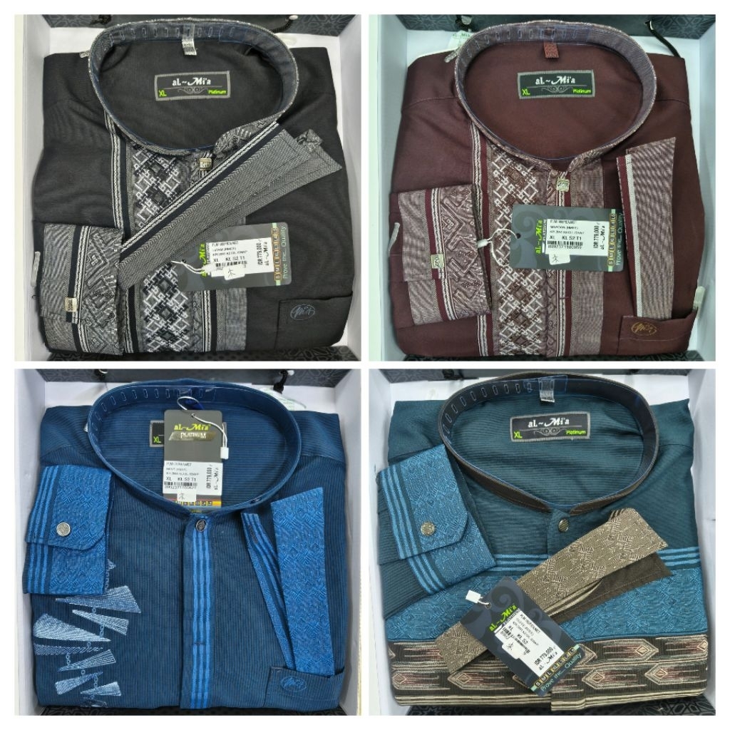 Size XL Kemeja Koko Lengan Panjang Manset Almia PLM Platinum Kerah Dobel 2in1