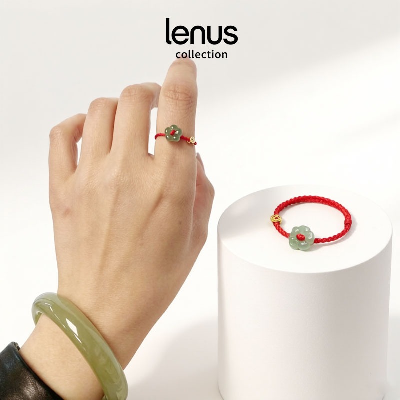 Cincin Wanita Tali Merah Emas Serpihan Tali Anyaman Tahun Zodiac Desain Unik Menarik Rezeki Elegan K