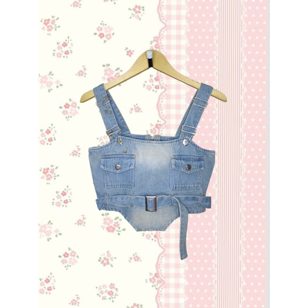y2k Denim Jeans Vest Crop Top Streetwear 2000's Style