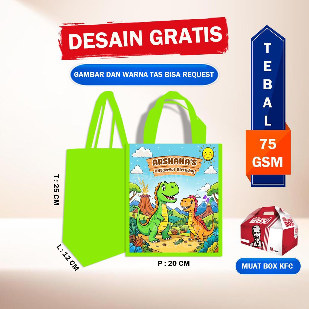 Tas souvenir dinosaurus/tas ultah dino/goodie bag souvenir dinosaurus