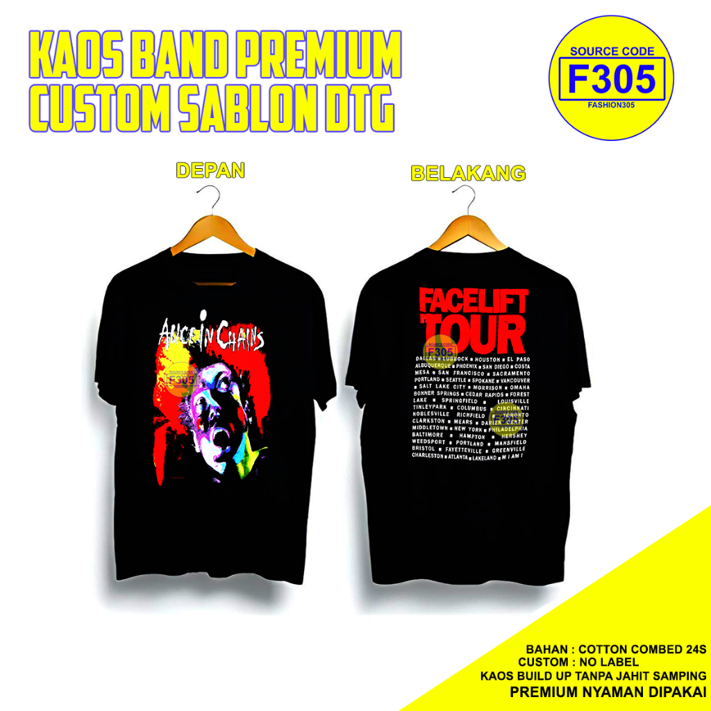 KAOS BAND VINTAGE ALICE IN CHAINS CUSTOM SABLON DTG