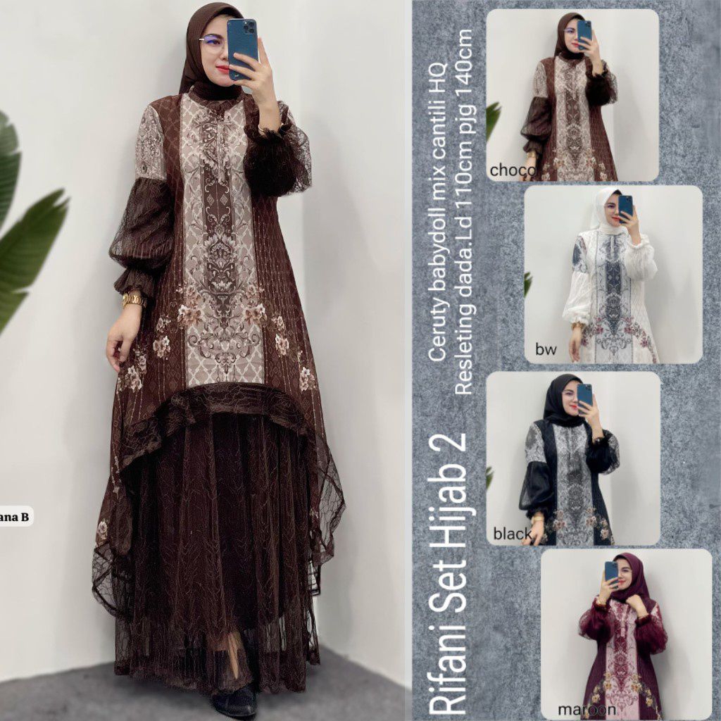 Gamis Kekinian Set Hijab/ Rifani Set Hijab