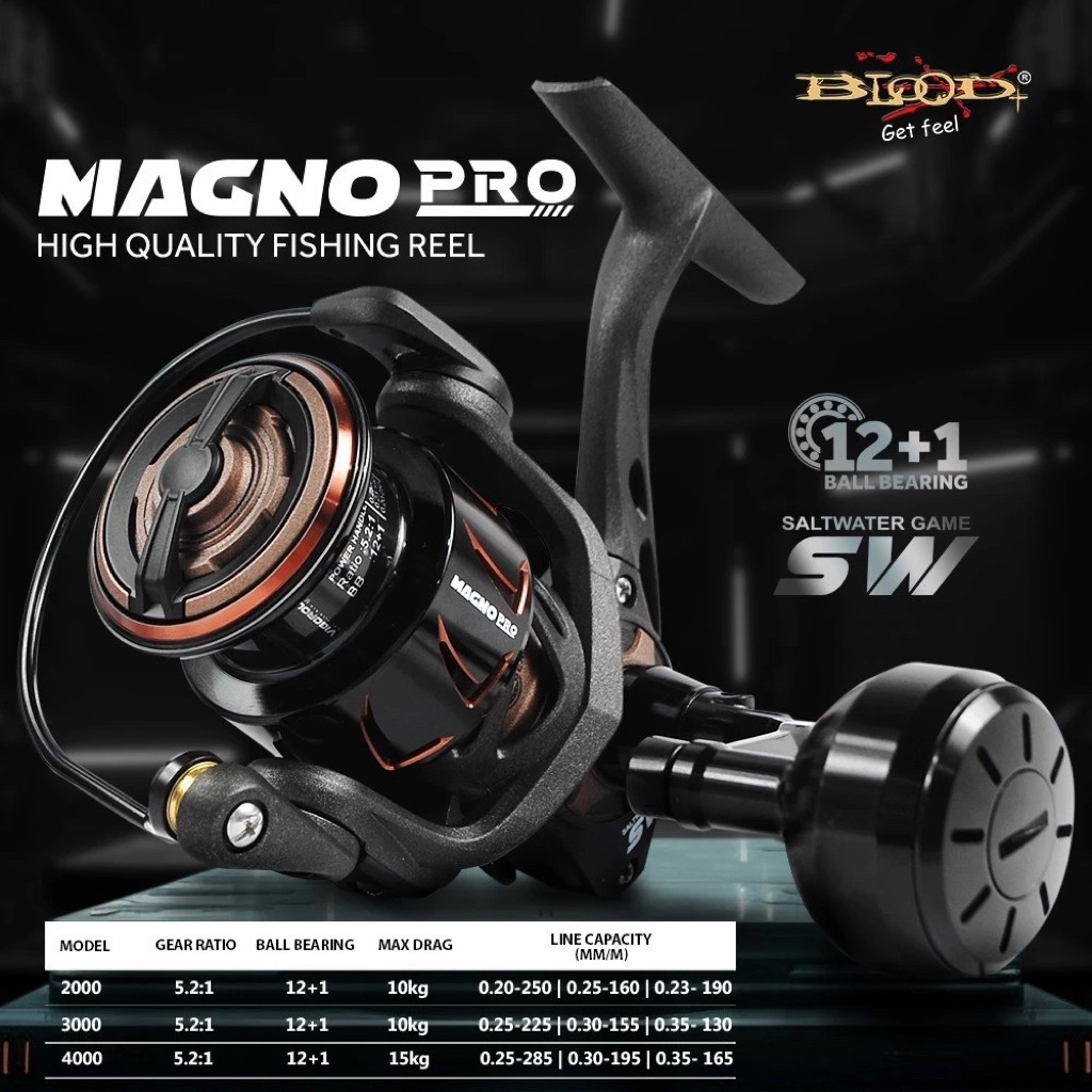 REEL SPINNING BLOOD MAGNO PRO 3000-4000 SW POWER HANDLE