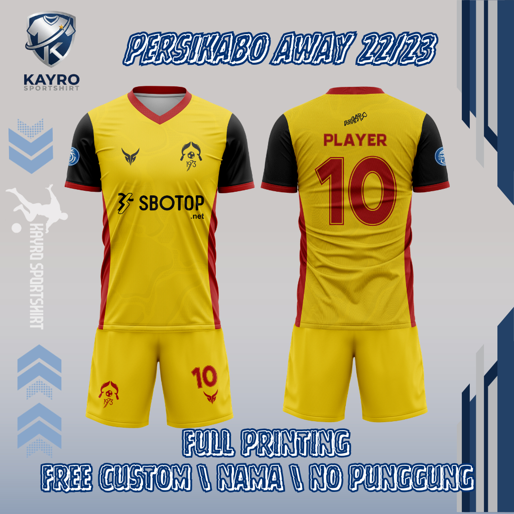 Jersey Bola Persikab0 Away 2022-2023 Dryfit Full Printing Free Custom Nameset Anak Dewasa Unisex
