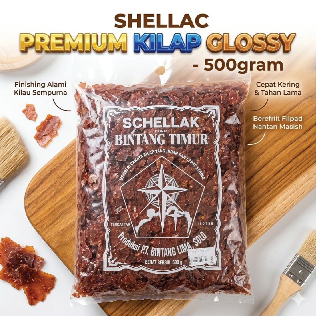 Sirlak India Bintang Timur 0.5kg / 500gr - Shellac Kayu Serlak Serlak Finishing Natural Gloss Mengki