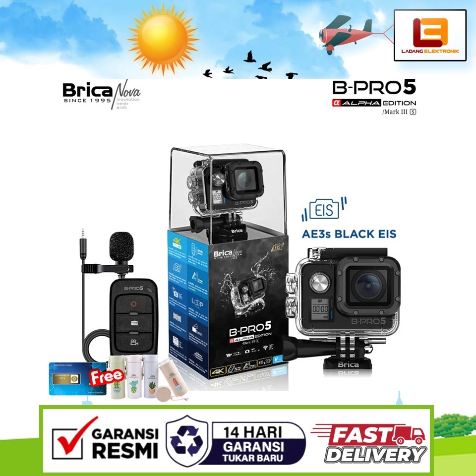 Brica BPRO5 Alpha Edition Mark III S (AE3S) - EIS - Black - BPRO5 Action Cam 4K - BPRO-5 Series - GA