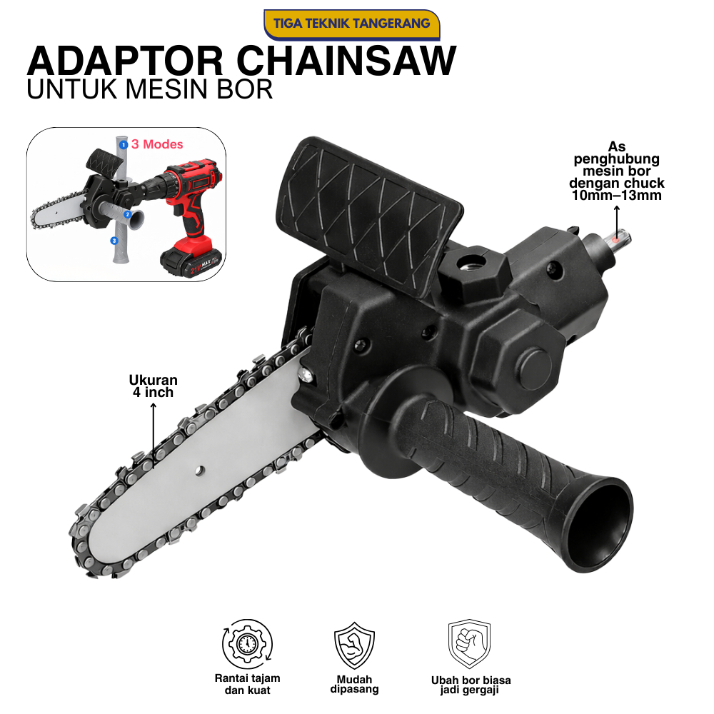 Adaptor Bor Jadi Mesin Gergaji 4inc / Adaptor Bor Chainsaw gergaji Potong Kayu 4inch