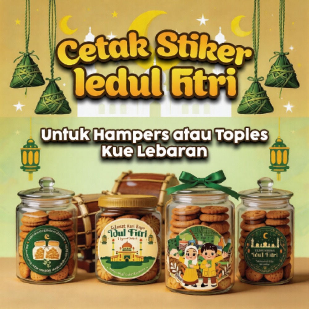 CETAK STIKER IDUL FITRI / STIKER HAMPERS LEBARAN / STIKER KUE LEBARAN