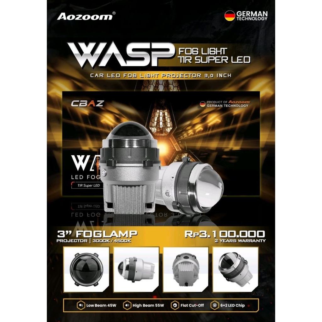 Foglamp Biled 3 inci Aozoom WASP 45/55 watt