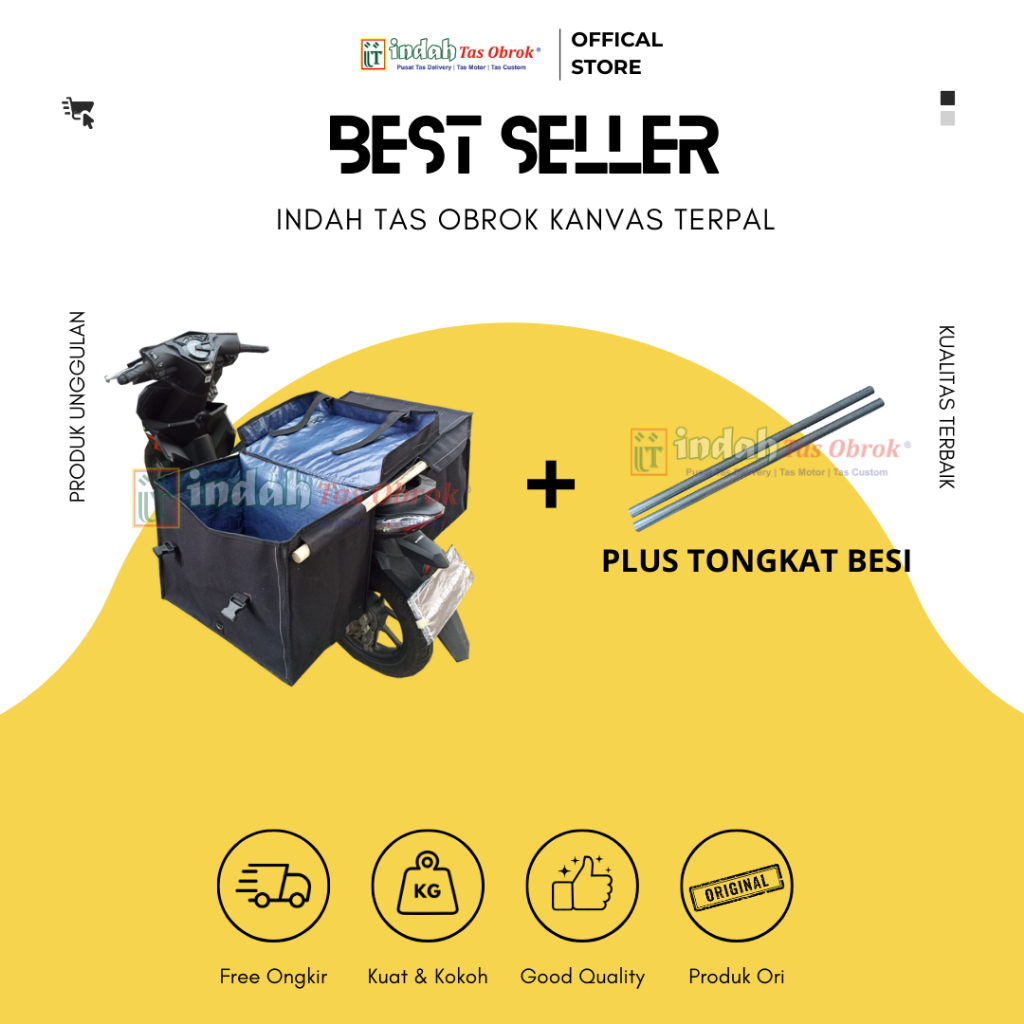 INDAH Tas Obrok - [PAKET HEMAT] TAS KANVAS ANTI AIR + TONGKAT BESI