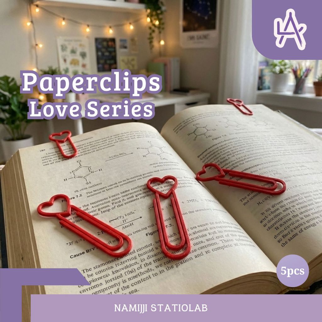 Namijji Paperclip Love Series Klip Kertas multifungsi Bentuk Hati Eco Friendly- Penjepit Kertas Love